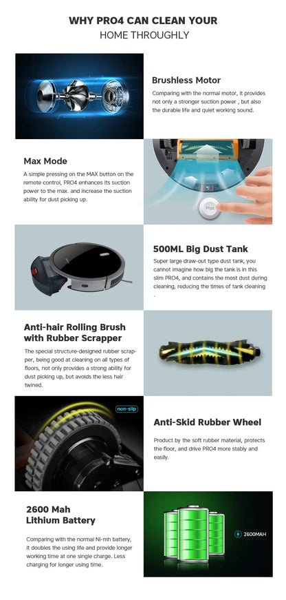 Intelligent Robot Vacuum Cleaner – Large Tank, 5 Modes, 3 Filters, OBS Sensor | Pet Hair & Carpet | Vancostar
