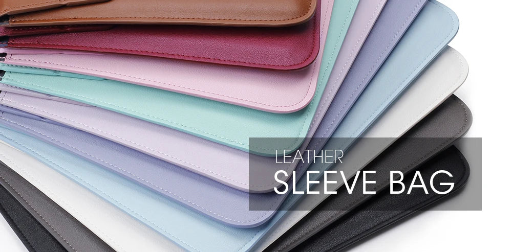 PU Leather Laptop Sleeve Case – 11" to 16.2" | MacBook Air Pro, Notebook Bag | Multiple Colors