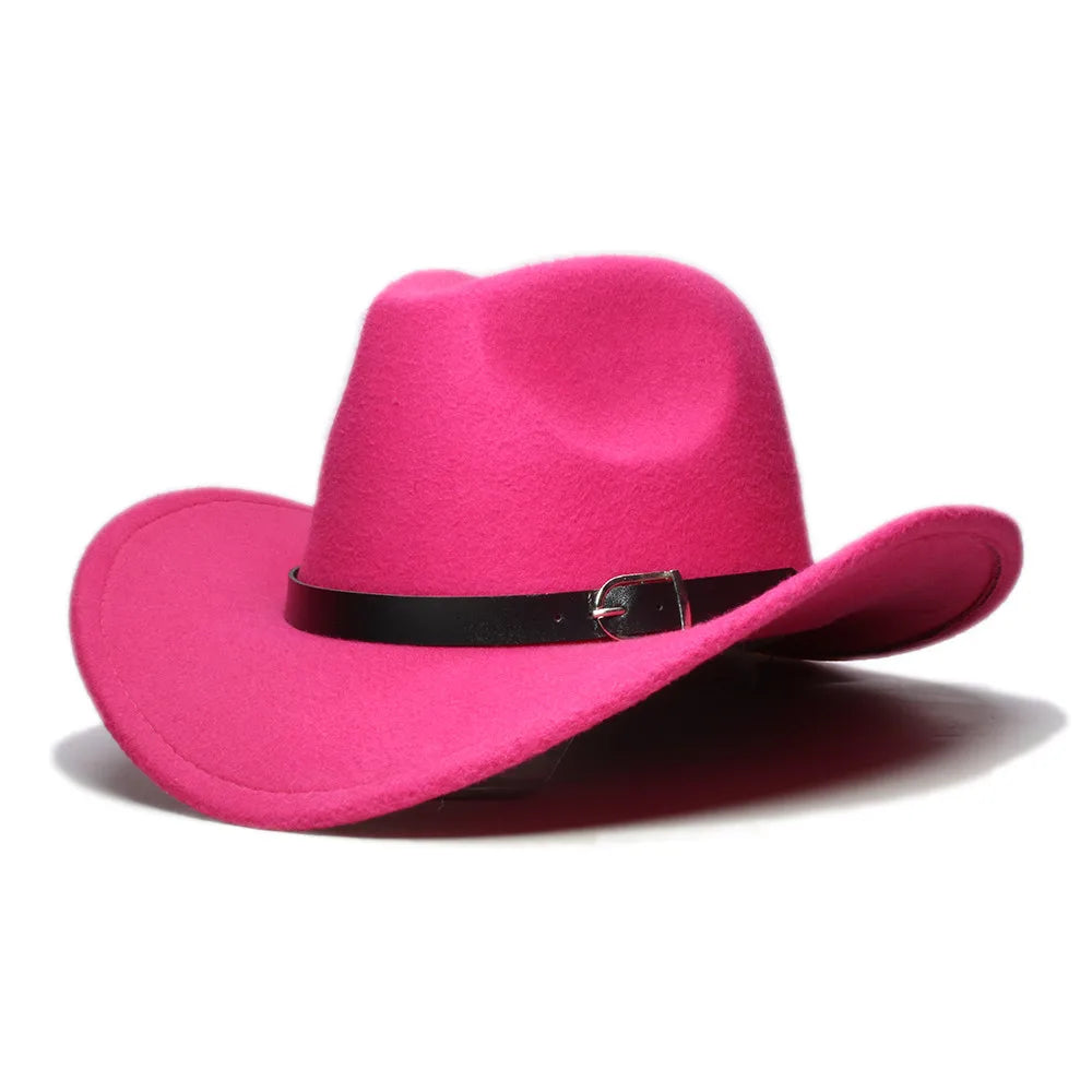 Western leather band cowboy hat with outdoor style, featuring a wide brim and classic design, made by R.E.D. Shopping.