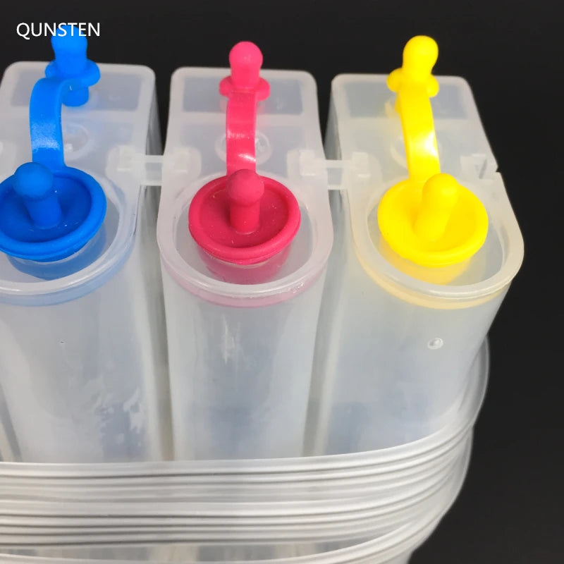 Four-color 85ml CISS continuous ink supply system for printers, compatible with Epson, Canon, HP, and Brother printers.