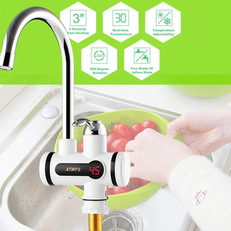 ATWFS Instant Electric Hot Water Faucet – Tankless Kitchen Tap with Digital Display