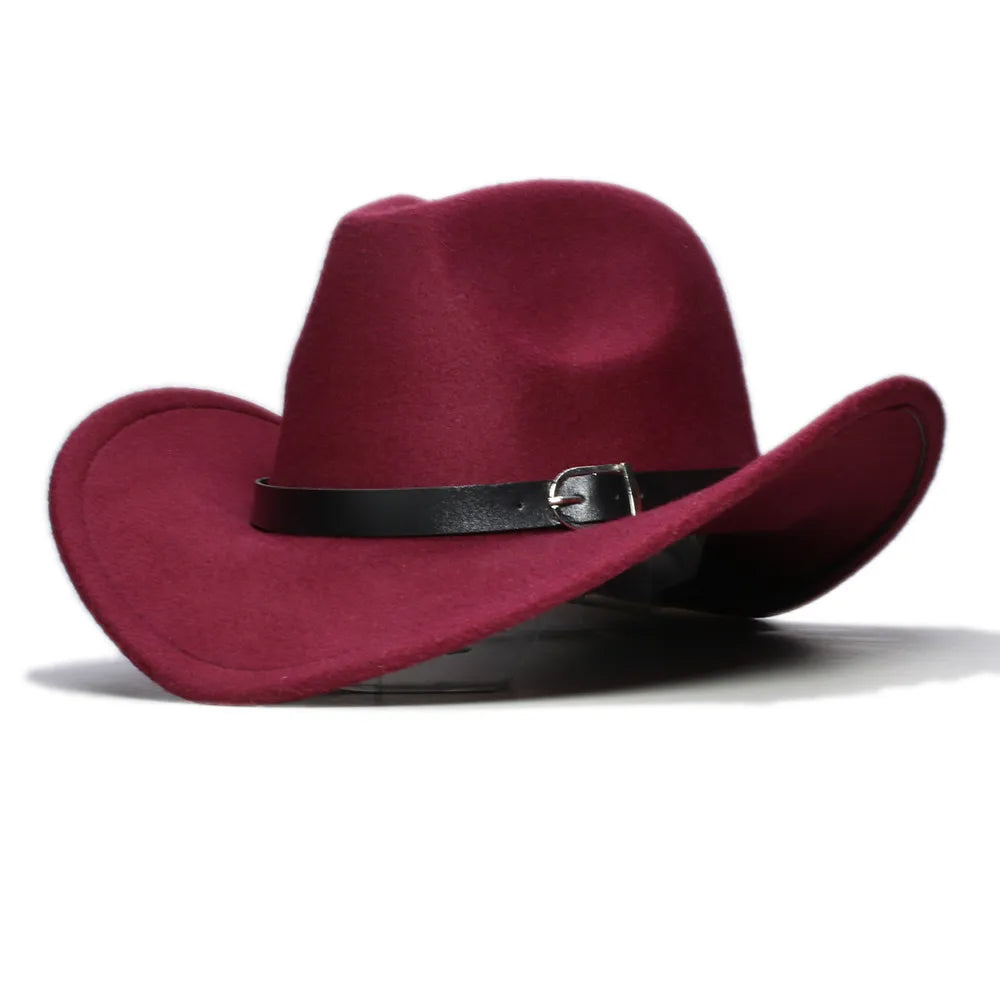 Western leather band cowboy hat with wide brim and outdoor style, featuring a classic design and a leather band detail.