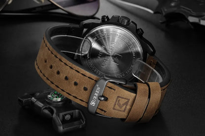 CURREN Men's Luxury Sport Chronograph Watch – Waterproof, Military, Genuine Leather, Quartz