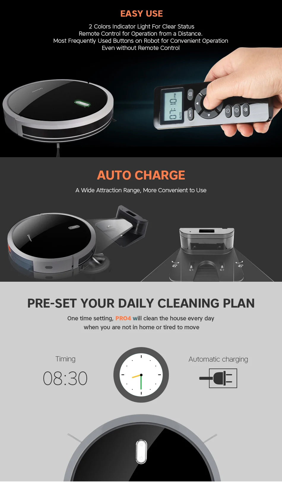 Intelligent Robot Vacuum Cleaner – Large Tank, 5 Modes, 3 Filters, OBS Sensor | Pet Hair & Carpet | Vancostar