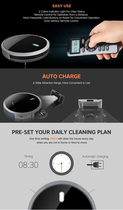 Intelligent Robot Vacuum Cleaner – Large Tank, 5 Modes, 3 Filters, OBS Sensor | Pet Hair & Carpet | Vancostar