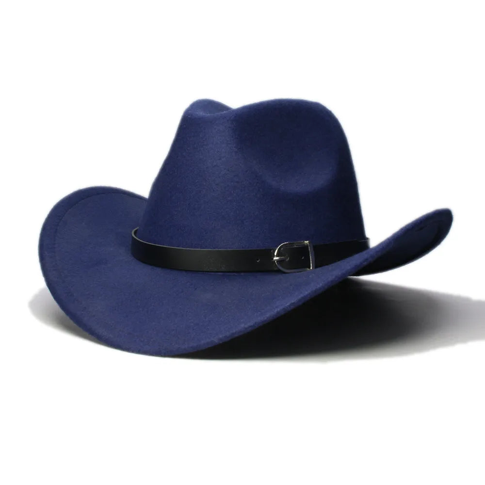 Western leather band cowboy hat with classic outdoor style, featuring a wide brim and decorative leather band for rugged outdoor wear.