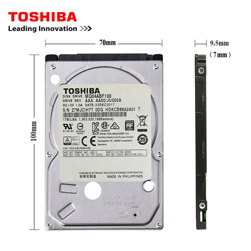 TOSHIBA 2.5" Internal HDD | SATA2 | 80GB to 2TB | 5400–7200RPM | Laptop & Notebook Hard Drive