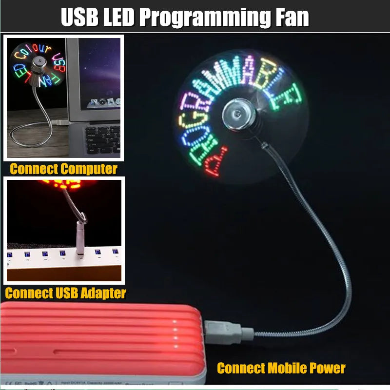 DIY USB LED Message Fan – Programmable Text Display, Colorful Light Show