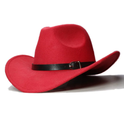 Western leather band cowboy hat with classic outdoor style, featuring a wide brim and leather band, ideal for outdoor Western attire.