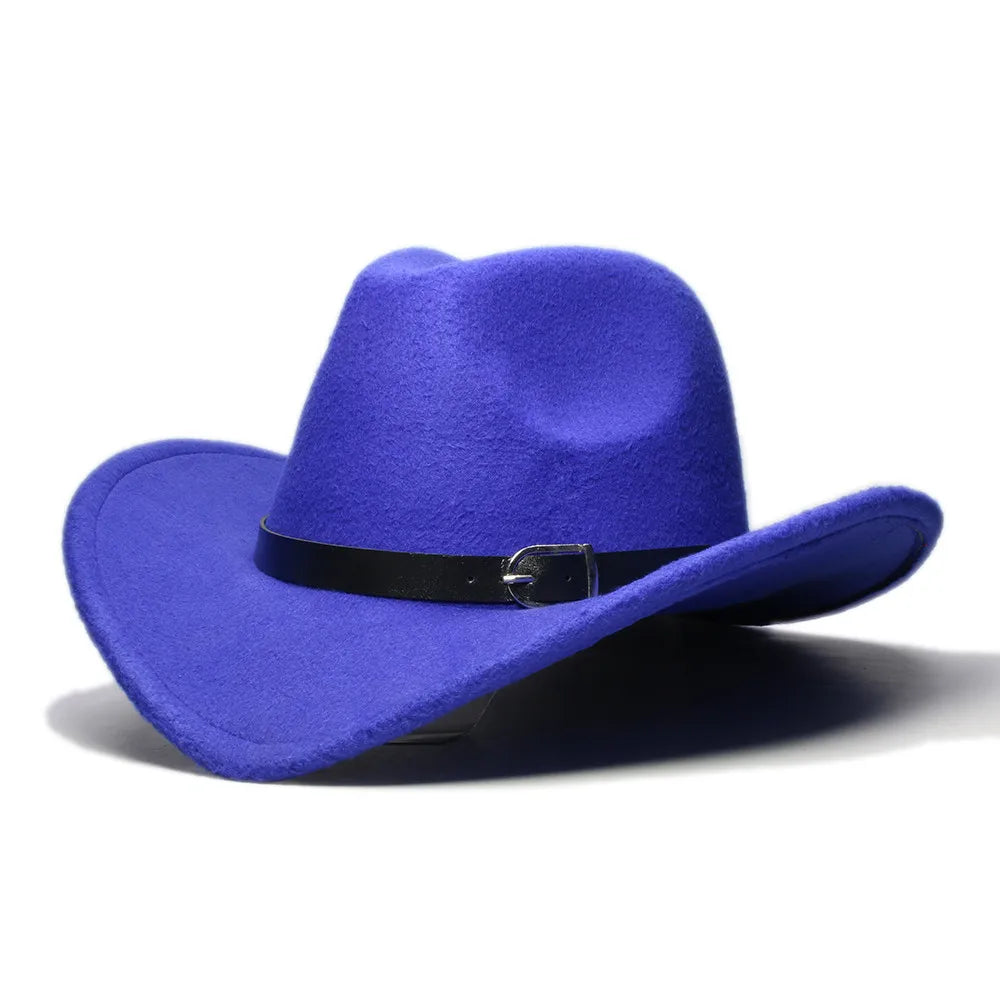 Western leather band cowboy hat with classic outdoor style, featuring a wide brim and decorative leather band.