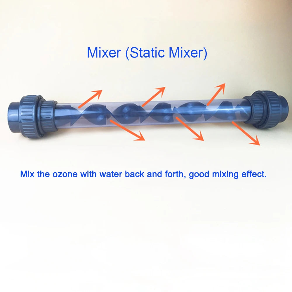 UPVC Inline Ozone Static Mixer DN15–DN100 | Optional PVDF Venturi | Water Treatment