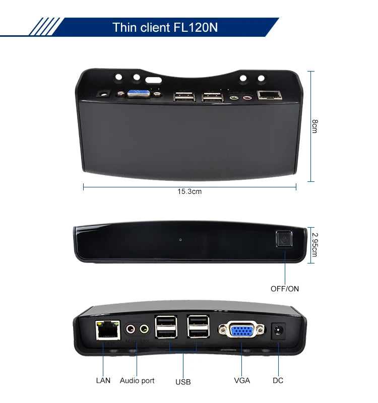 Linux ARM Thin Client Mini PC – FL120N, RDP 7.1 Remote Desktop, Mini Computer PC Station
