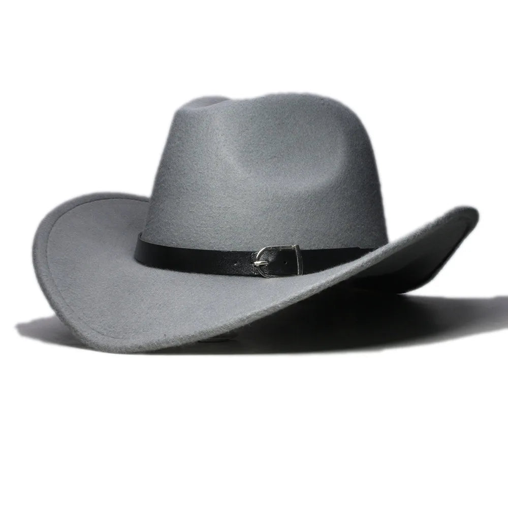 Western leather band cowboy hat by R.E.D. Shopping featuring a classic outdoor style and wide brim in brown leather.