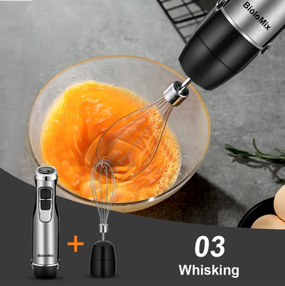 BioloMix 4-in-1 1200W Immersion Hand Blender | Chopper & Smoothie Cup | Stainless Steel Ice Blades | EU Plug