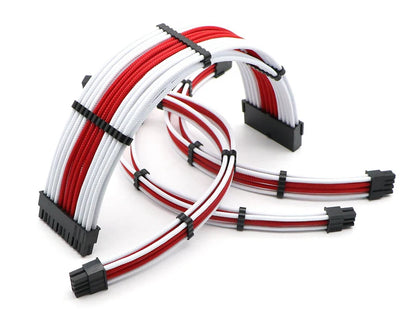 ATX Power Extension Cable Kit – 180° Sleeved, 24-Pin, CPU 4+4 Pin, GPU 6+2 Pin, 30cm, Custom Color