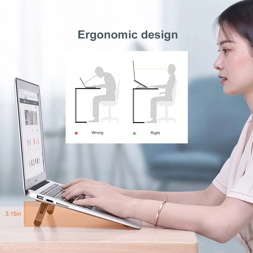 Oatsbasf Laptop Stand – Foldable Mini Riser, Cooling Mount for MacBook Air/Pro, iPad, Dell, Lenovo, Xiaomi