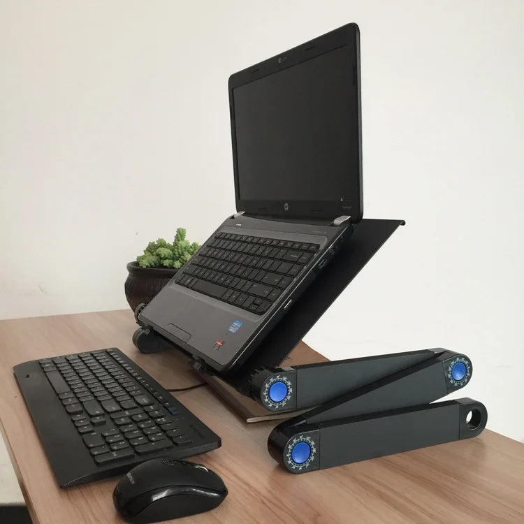 Adjustable Laptop Desk Stand with Cooling Fan – Ergonomic Lapdesk for Bed & Sofa