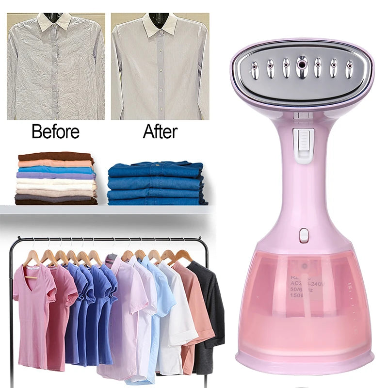 saengQ 1500W Handheld Garment Steamer | Portable Travel Steam Iron | 280ml | Fast Heat | EU Plug | Blue / Violet / Pink