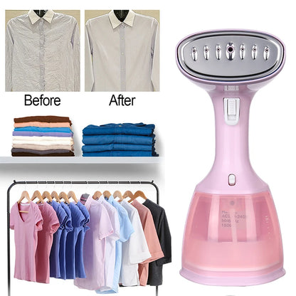 saengQ 1500W Handheld Garment Steamer | Portable Travel Steam Iron | 280ml | Fast Heat | EU Plug | Blue / Violet / Pink