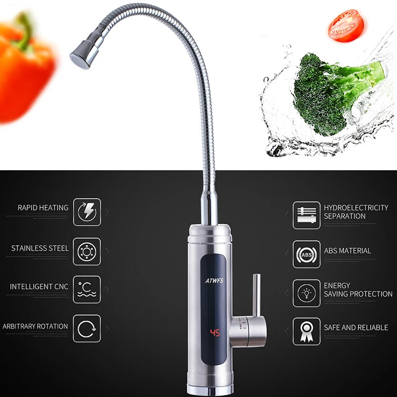 ATWFS 220V Instant Electric Water Heater Faucet – Stainless Steel
