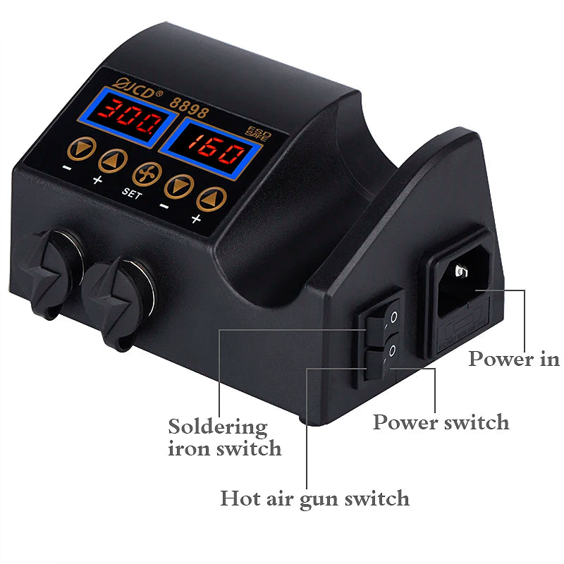 2-in-1 750W Soldering & Rework Station – LCD Digital Display