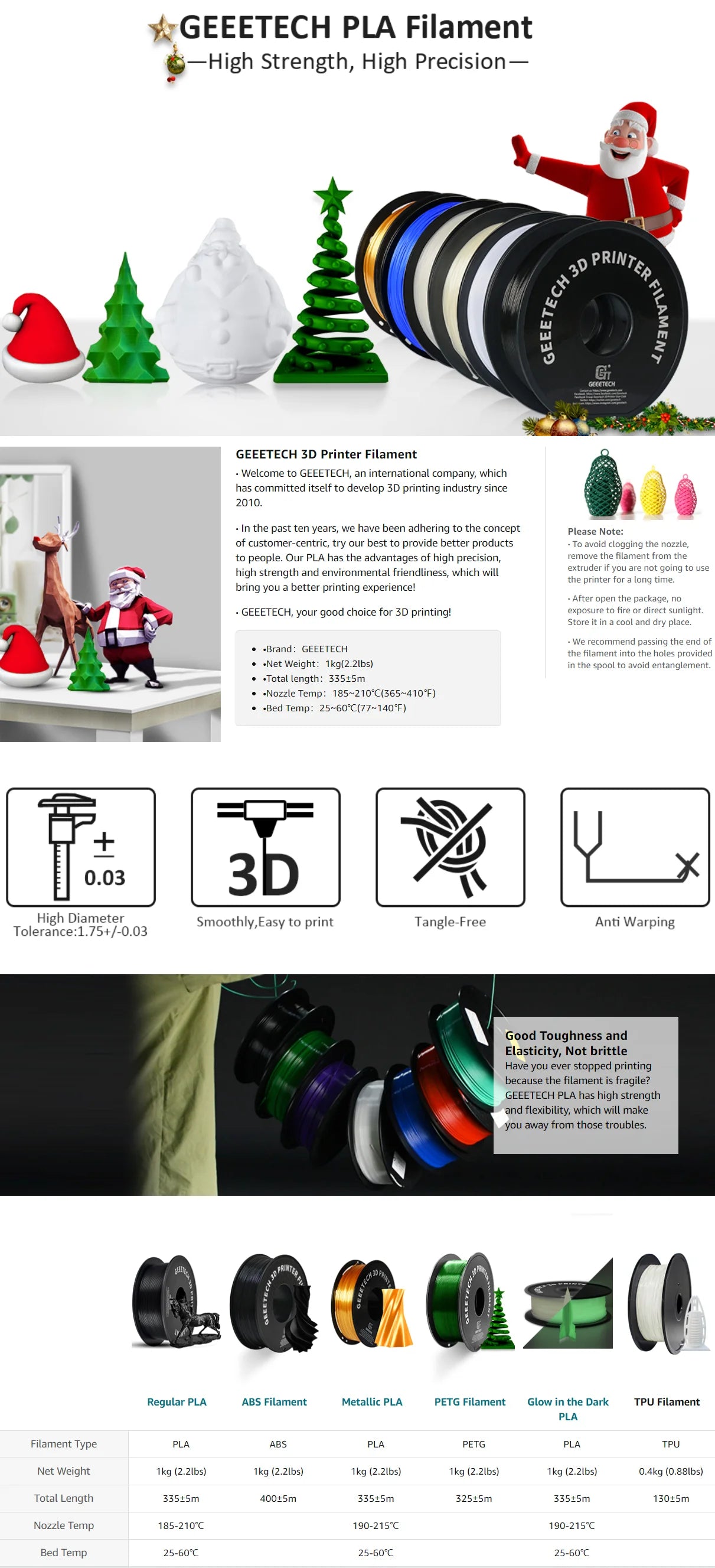 GEEETECH High-Speed PLA Filament – 1.75mm, 1KG, Fast Curing, HS-PLA for High-Speed 3D Printing