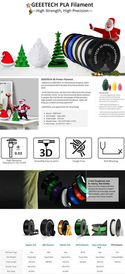GEEETECH High-Speed PLA Filament – 1.75mm, 1KG, Fast Curing, HS-PLA for High-Speed 3D Printing