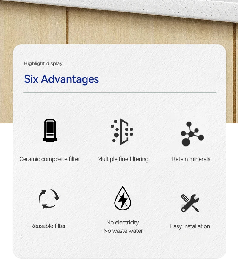 Wheelton Stainless Steel Faucet Water Filter – Activated Carbon Ceramic Purifier