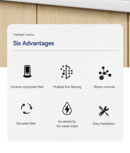Wheelton Stainless Steel Faucet Water Filter – Activated Carbon Ceramic Purifier