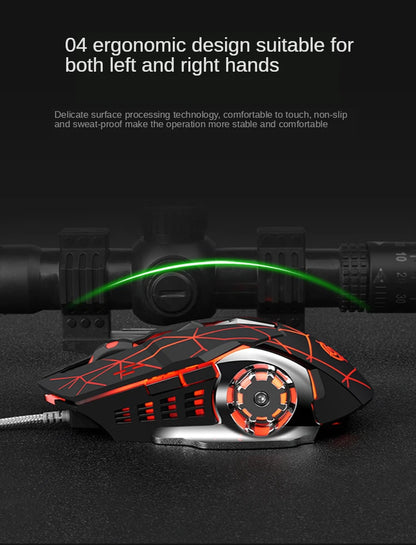 YTOM Viper Q5 Wired Gaming Mouse – 6 Buttons, 4-Grade DPI 1200–3200, Ambidextrous, CE Certified