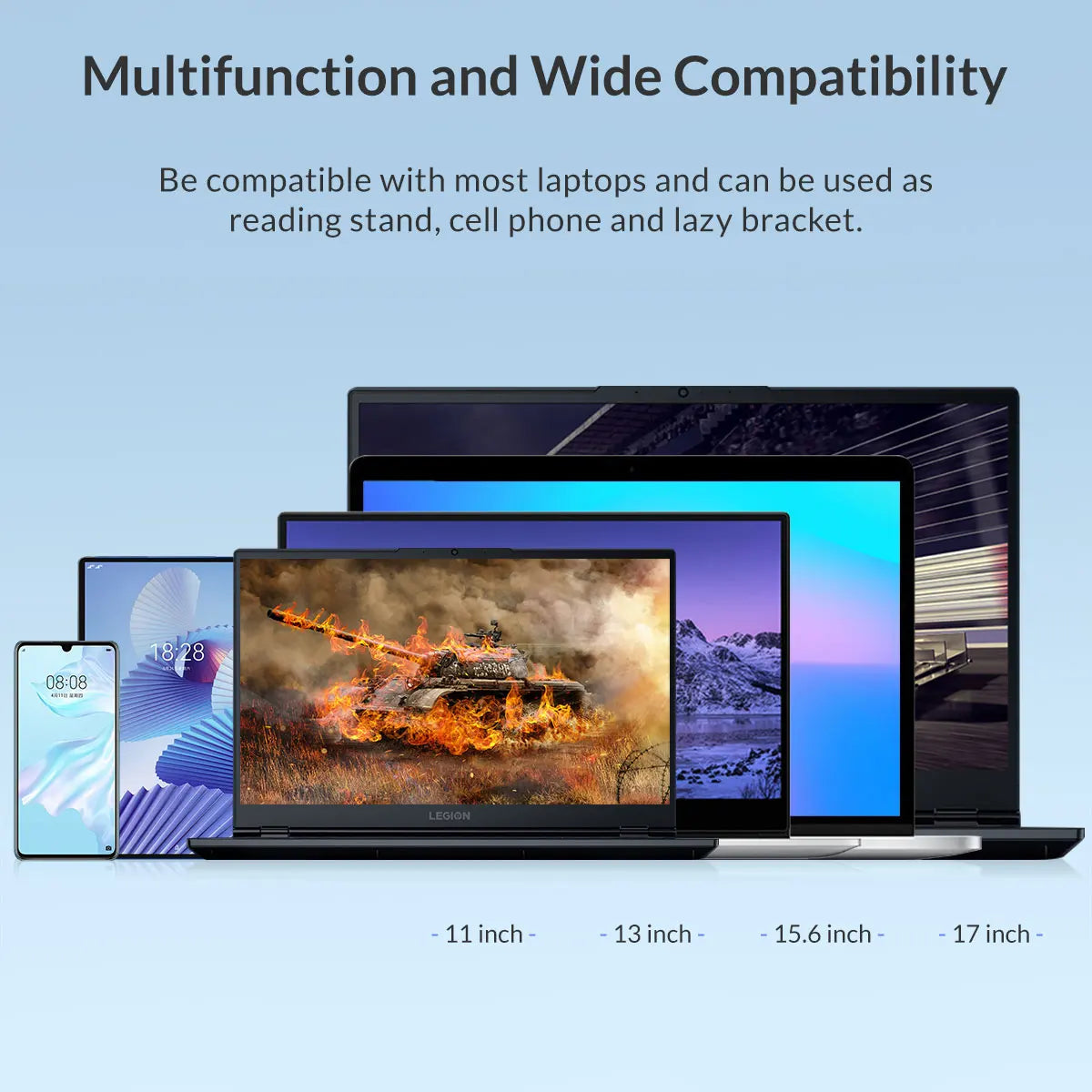 ORICO Foldable Laptop Stand – 7-Angle Adjustable 15°-45°, Carbon Steel, for MacBook & Tablets