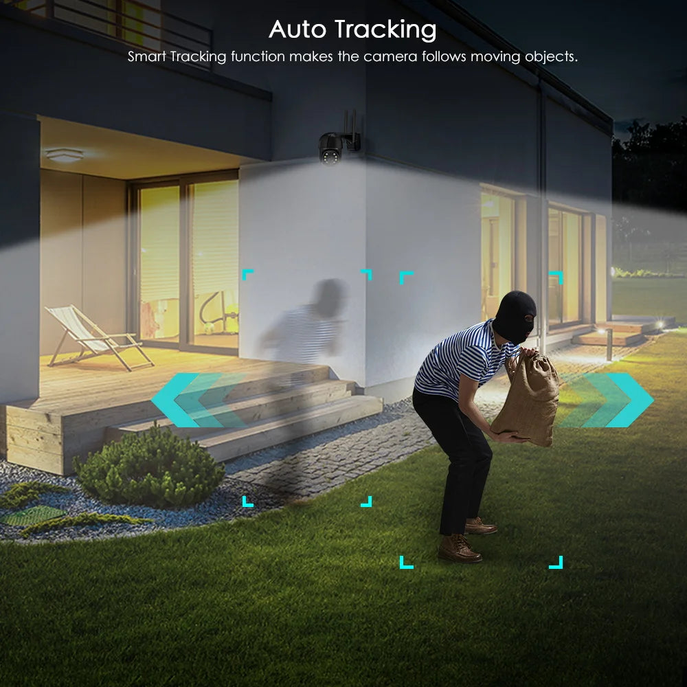 8MP 4K PTZ WiFi IP Camera – Auto Tracking, Speed Dome, Outdoor Smart Surveillance (ICSEE)