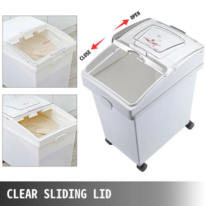 VEVOR 25L Dry Ingredient Storage Bin with Scoop & Casters – Dustproof, Commercial Kitchen