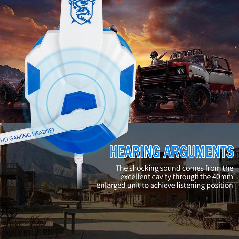 LED Gaming Headset with Microphone – Wired, Bass Stereo for PC, PS4, PS5 & Xbox