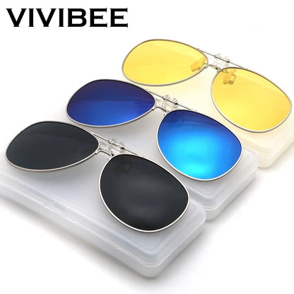 VIVIBEE oversized pilot sunglasses with polarized lenses, clip-on design, black frame, stylish eyewear for outdoor wear.