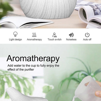 300ml Ultrasonic Humidifier & Aroma Diffuser | Essential Oil | Cool Mist | 7-Color LED | Wood Grain | Home & Office