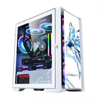 R.E.D. Shopping AOTESIER Gaming PC with Core i7 CPU, 16GB RAM, 256GB SSD, tempered glass case, desktop computer on a desk