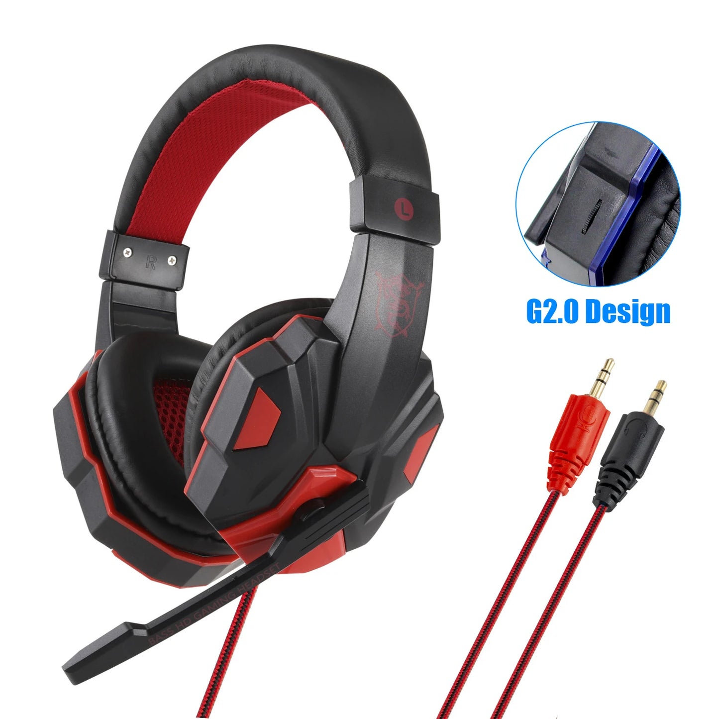 LED Gaming Headset with Microphone – Wired, Bass Stereo for PC, PS4, PS5 & Xbox