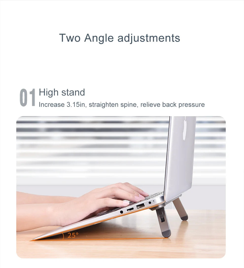 Oatsbasf Laptop Stand – Foldable Mini Riser, Cooling Mount for MacBook Air/Pro, iPad, Dell, Lenovo, Xiaomi