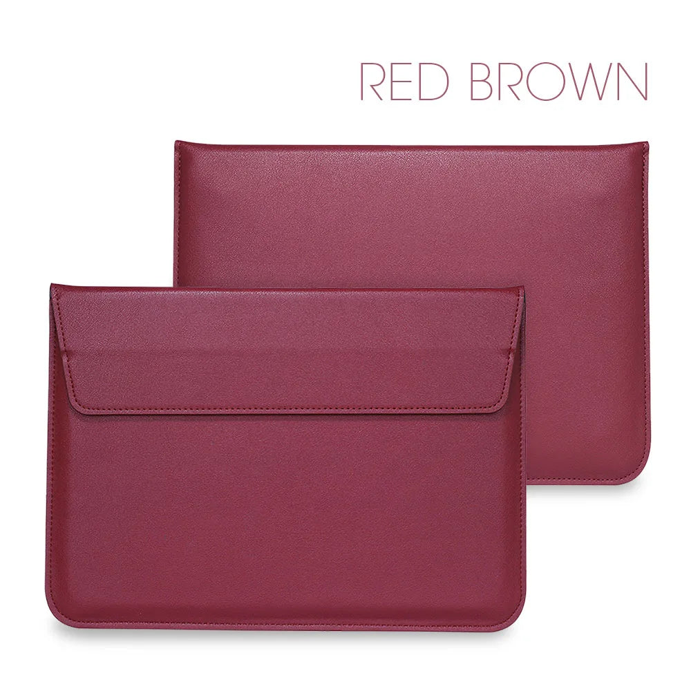 PU Leather Laptop Sleeve Case – 11" to 16.2" | MacBook Air Pro, Notebook Bag | Multiple Colors