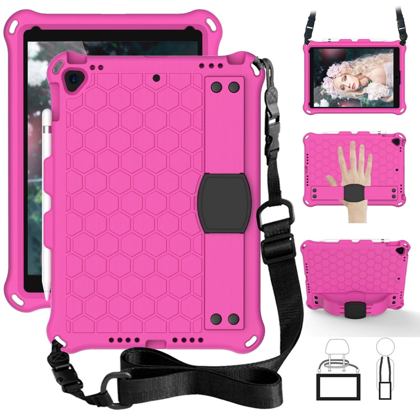 Shockproof iPad Case with Hand Strap & Stand – Fits iPad 10.9, Pro 11, Mini, Air & More