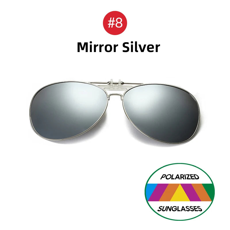 VIVIBEE oversized pilot flip-up clip-on sunglasses with polarized lenses, R.E.D. Shopping eyewear accessory, black frame and lenses