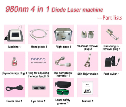 60W 980nm Diode Laser Machine – 6-in-1 Spider Vein & Nail Fungus Removal