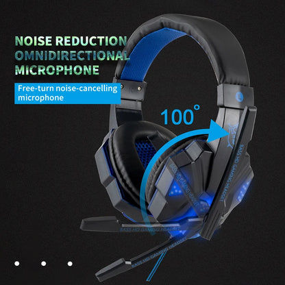 LED Gaming Headset with Microphone – Wired, Bass Stereo for PC, PS4, PS5 & Xbox