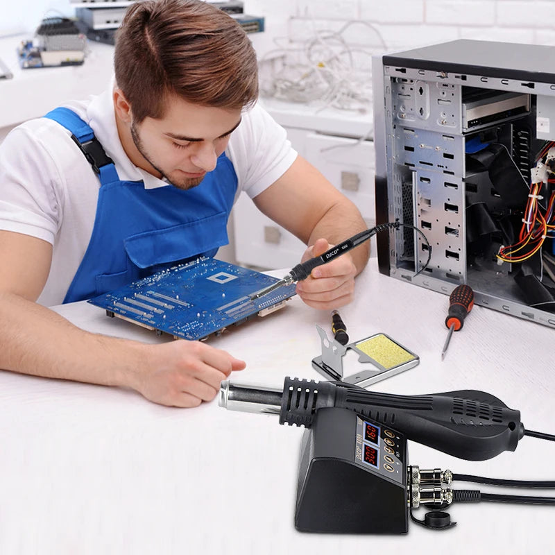 2-in-1 750W Soldering & Rework Station – LCD Digital Display