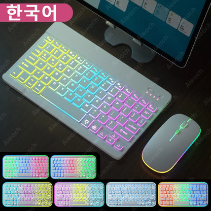 Wireless Bluetooth Keyboard with Rainbow Backlit – Tablet, iPad, Phone, Android, iOS, Windows