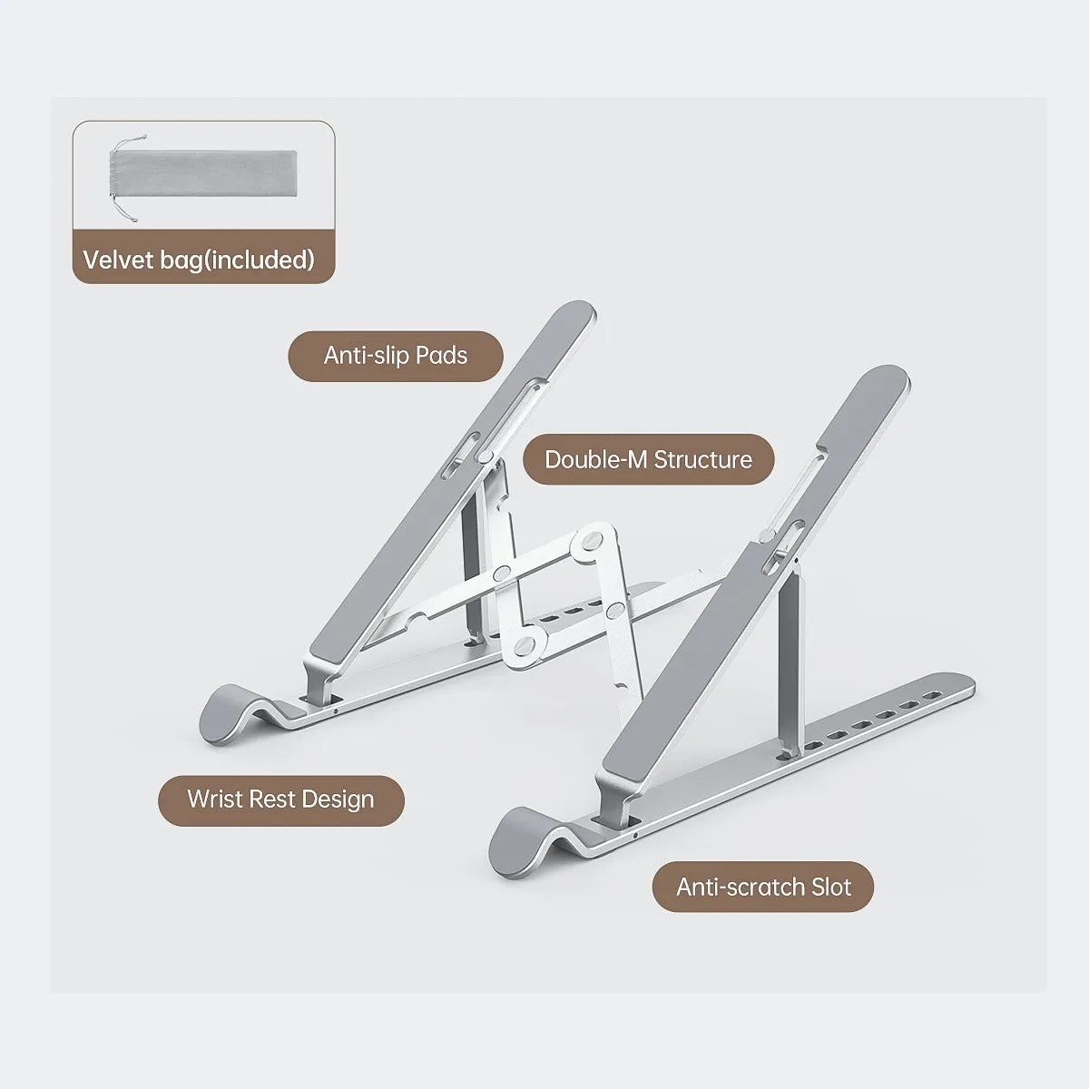 Orico Foldable Aluminum Laptop Stand – 7 Angles, MacBook & Tablets