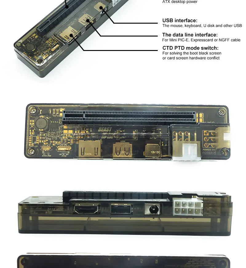 PCI-E EXP GDC External Laptop GPU Dock — Mini PCI-E / NGFF / ExpressCard