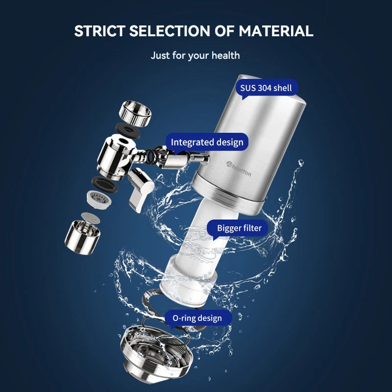 Wheelton Stainless Steel Faucet Water Filter – Activated Carbon Ceramic Purifier