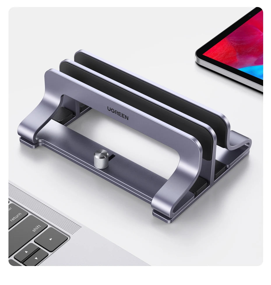 UGREEN Vertical Laptop Stand – Aluminum, Foldable, 1/2/3 Slots for MacBook Air, Pro & Tablets